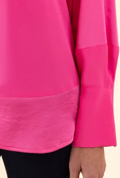 Chemise bi-matière Bettyna fuchsia | INDIES