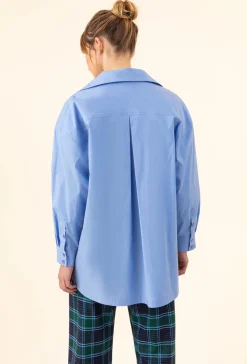Chemise oversize Norse en popeline bleue