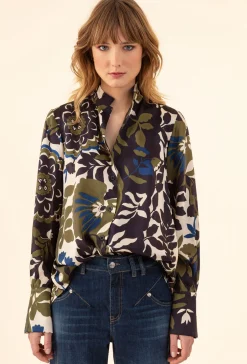 Chemise Queen satinée imprimé fleuri | INDIES