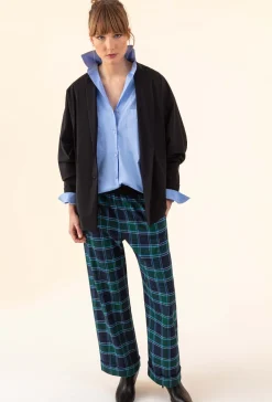 Pantalon large Axel imprimé tartan bleu