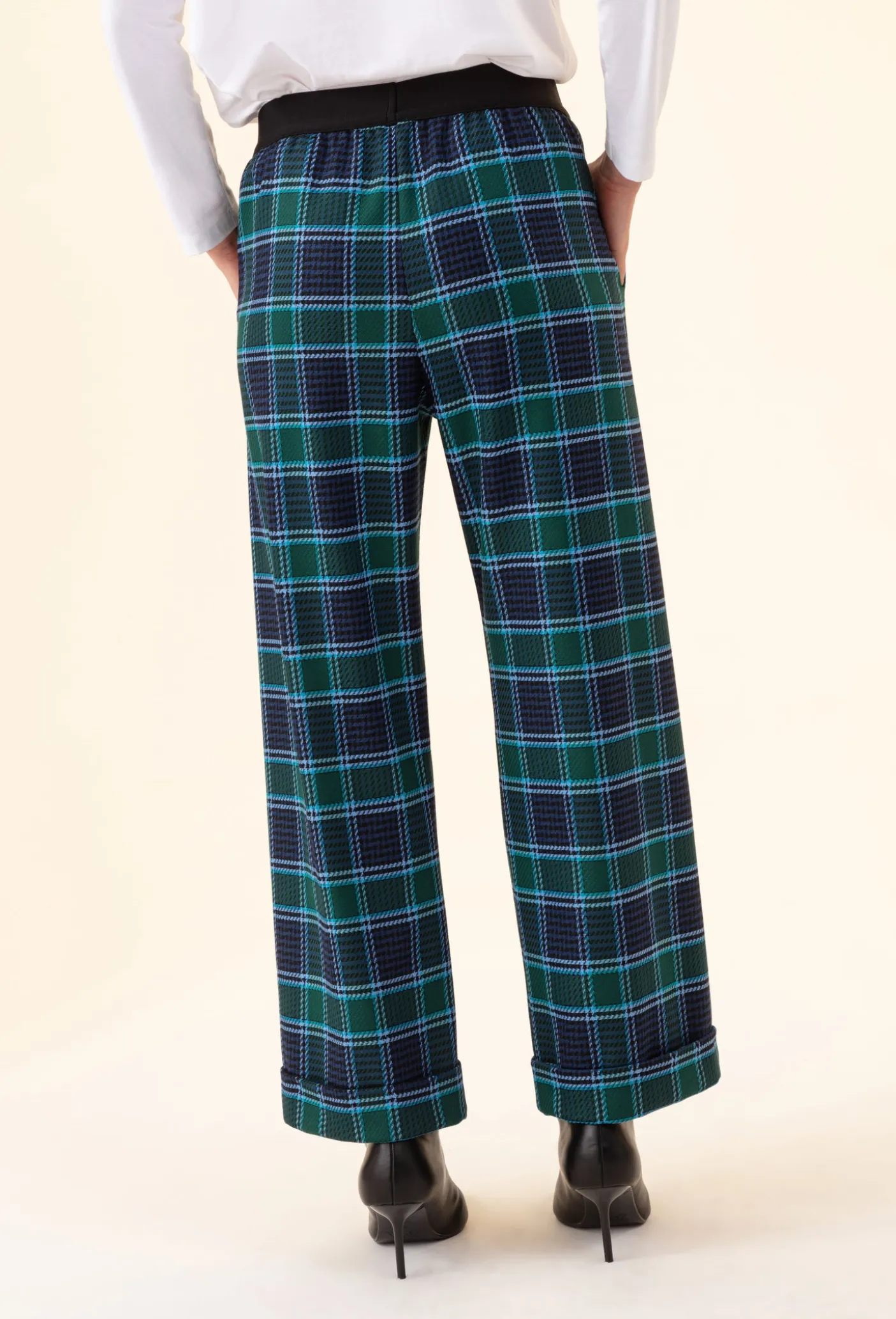 Pantalon large Axel imprimé tartan bleu