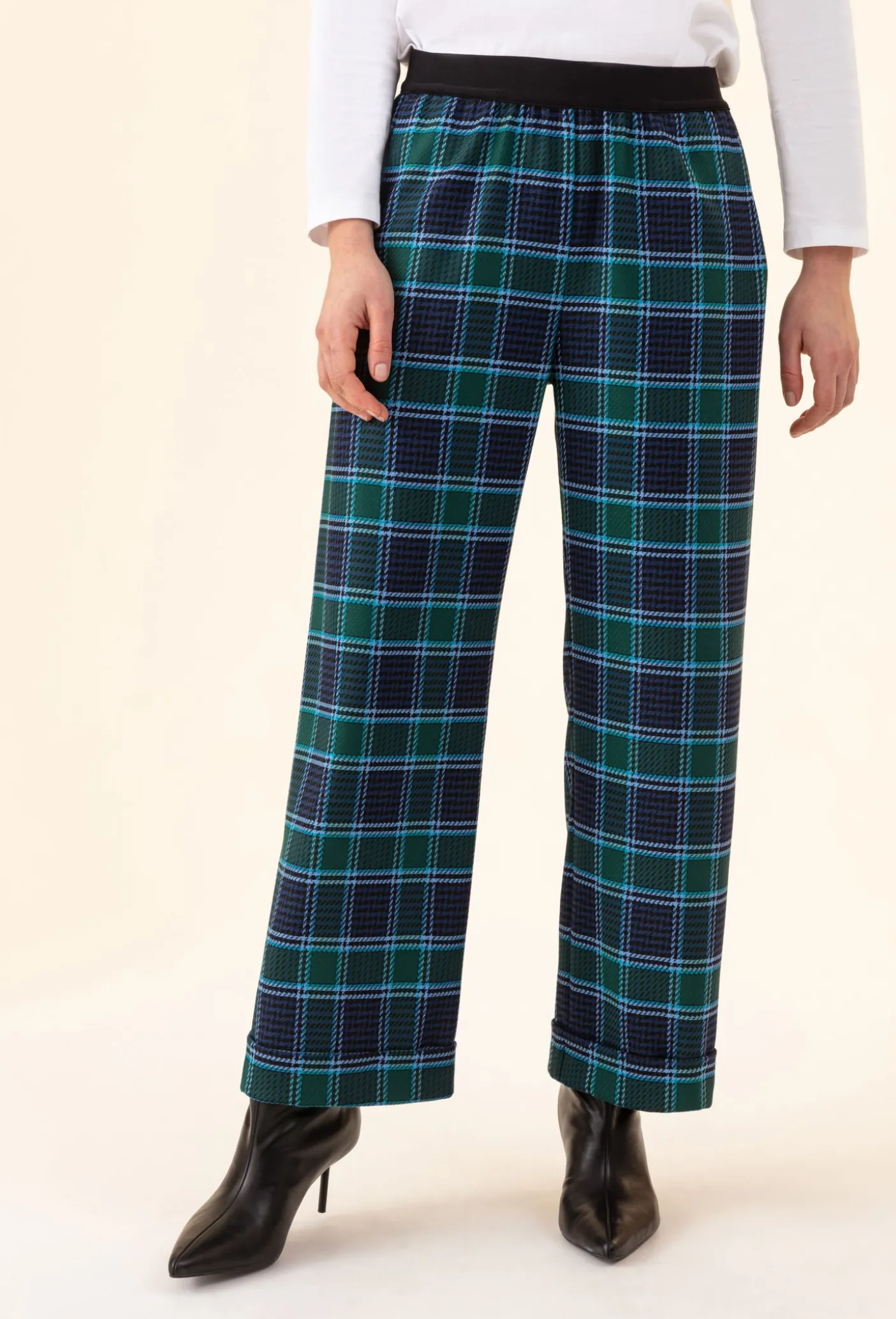 Pantalon large Axel imprimé tartan bleu