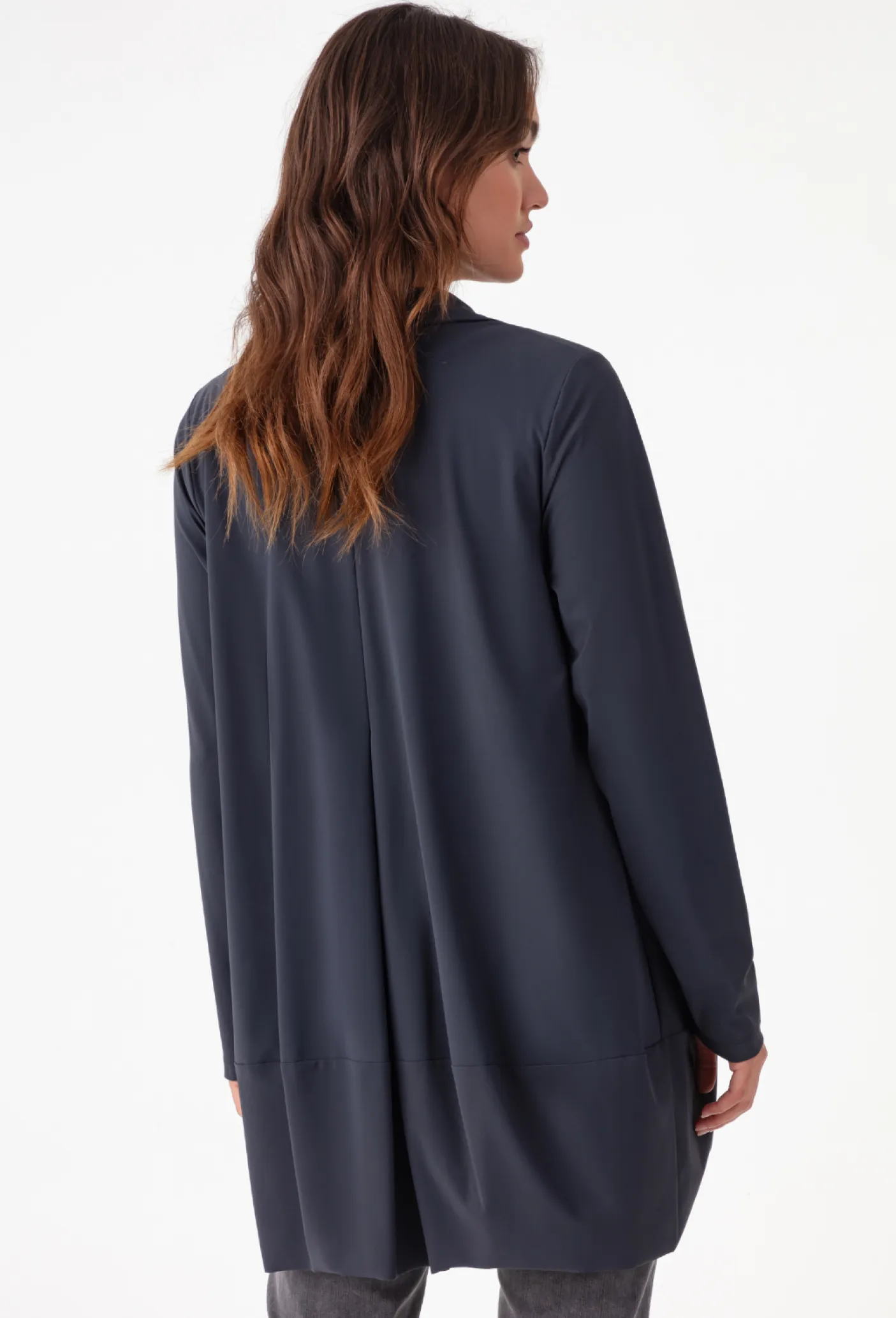 Veste mi-longue Selena grise en jersey technique | INDIES